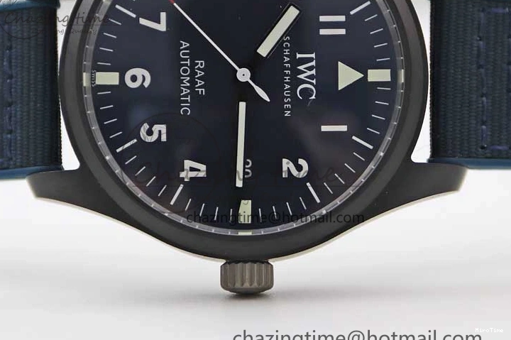 MIROTIME 1230 BestValue Mark XVIII IW328101 Black Ceramic M+F 1:1 Best Edition Blue Dial on Blue Nylon Strap A 7058